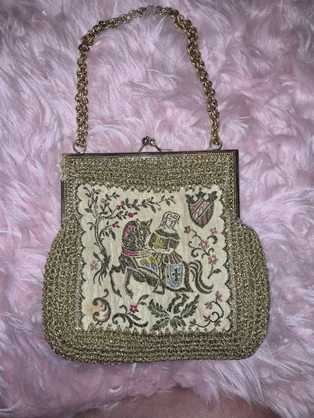 Vintage 1940s Walborg Medieval Tapestry Purse – Made in Italy –